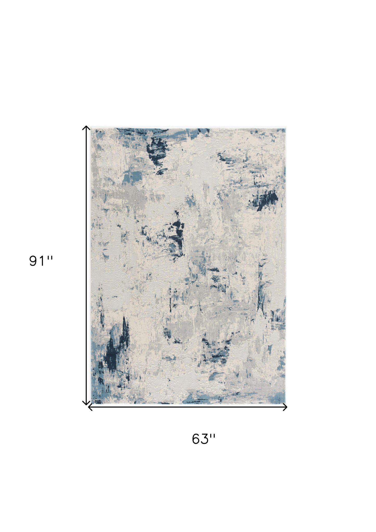 3' X 5' Blue And Ivory Abstract Strokes Area Rug