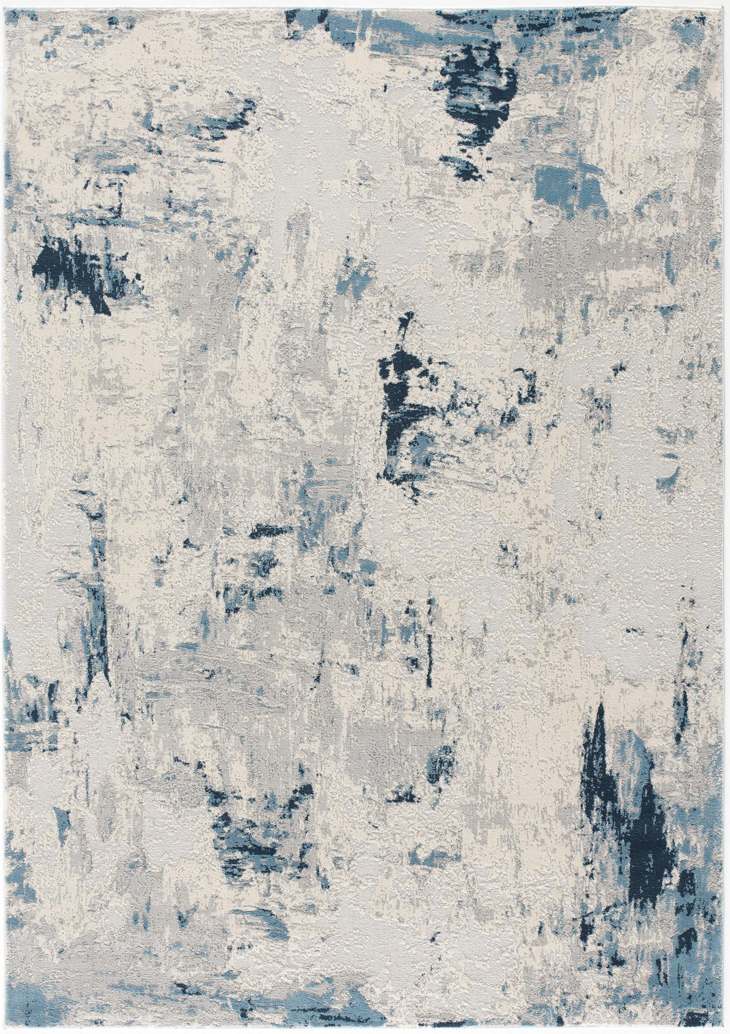 3' X 5' Blue And Ivory Abstract Strokes Area Rug