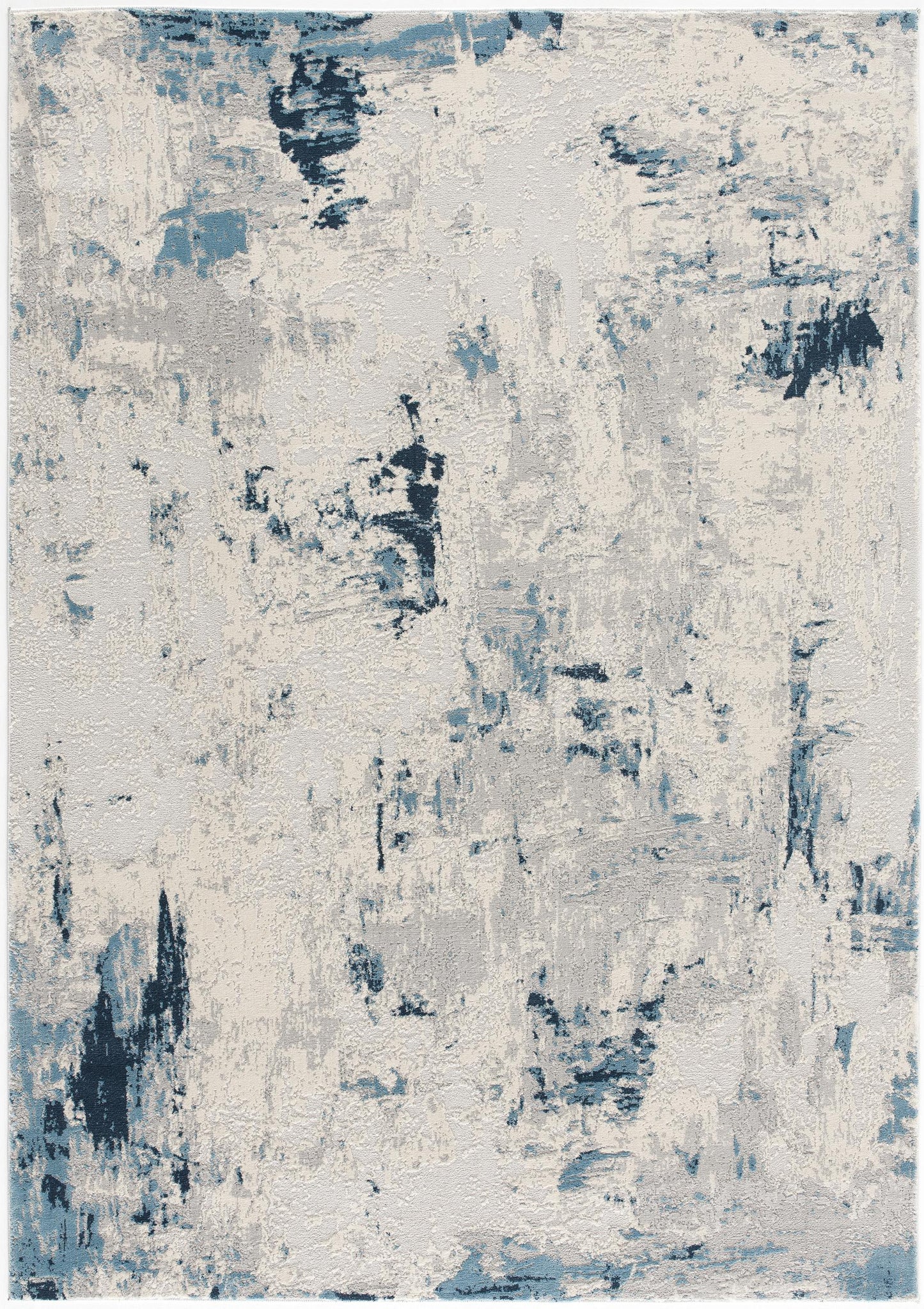 3' X 5' Blue And Ivory Abstract Strokes Area Rug