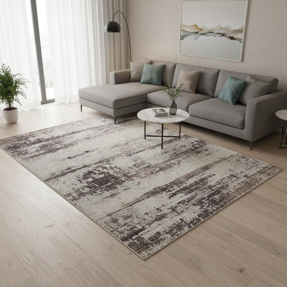 5' X 7' Violet Abstract Dhurrie Area Rug
