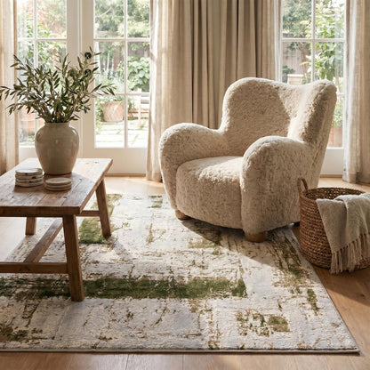 3' X 5' Green Abstract Dhurrie Area Rug