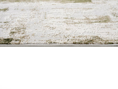 5' X 7' Green And Ivory Abstract Area Rug
