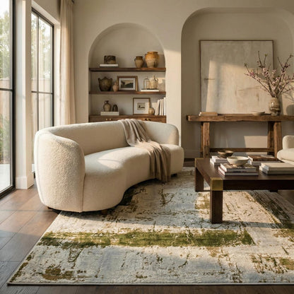 3' X 5' Green Abstract Dhurrie Area Rug