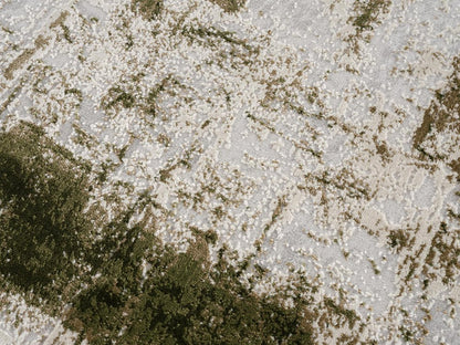 5' X 7' Green And Ivory Abstract Area Rug