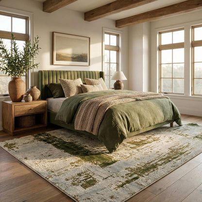 3' X 5' Green Abstract Dhurrie Area Rug