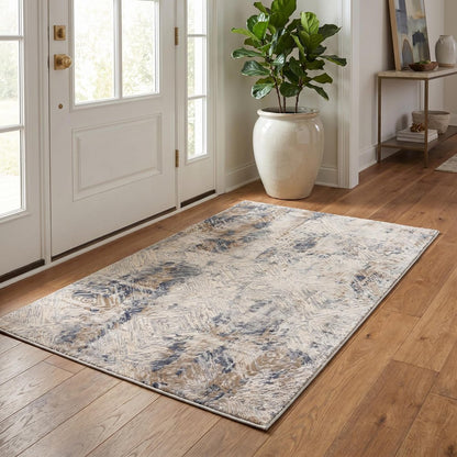 3' X 5' Beige Abstract Printed Area Rug