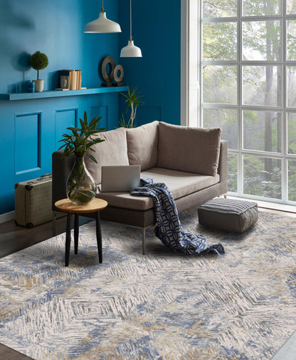 3' X 5' Beige Abstract Printed Area Rug