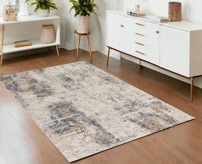 3' X 5' Beige Abstract Printed Area Rug