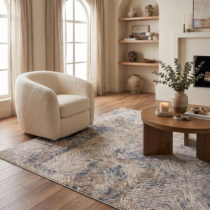 3' X 5' Beige Abstract Printed Area Rug
