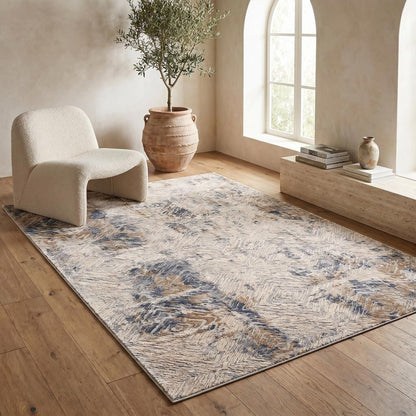 3' X 5' Beige Abstract Printed Area Rug