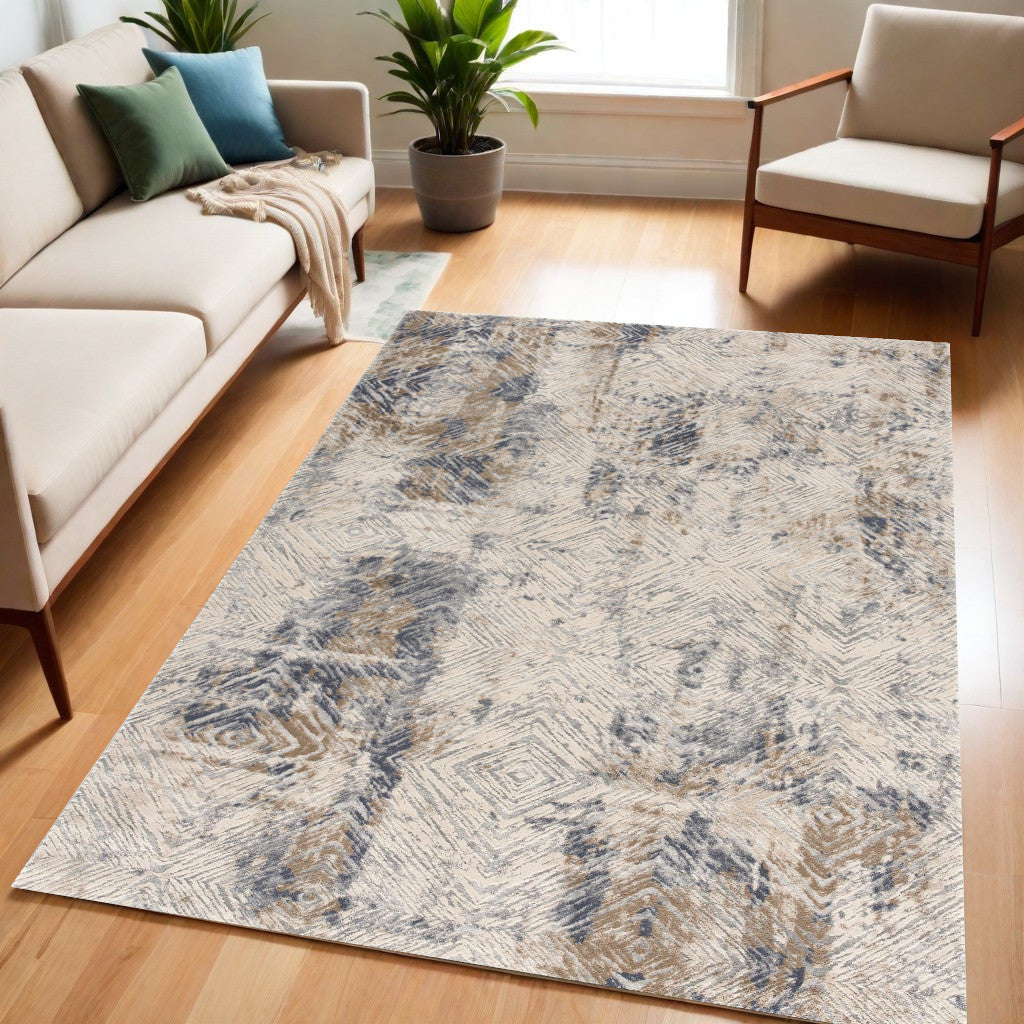 3' X 5' Beige Abstract Printed Area Rug