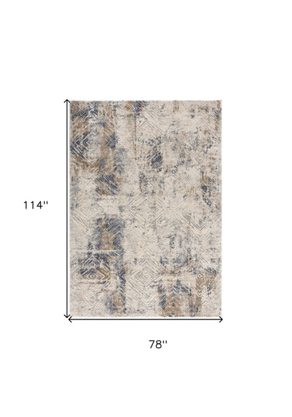 3' X 5' Beige Abstract Printed Area Rug