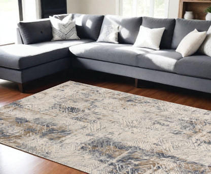 3' X 5' Beige Abstract Printed Area Rug