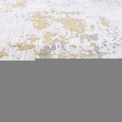 3' X 5' Gold And Gray Abstract Distressed Area Rug