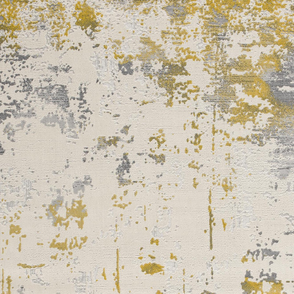 8' X 10' Gold Abstract Dhurrie Area Rug