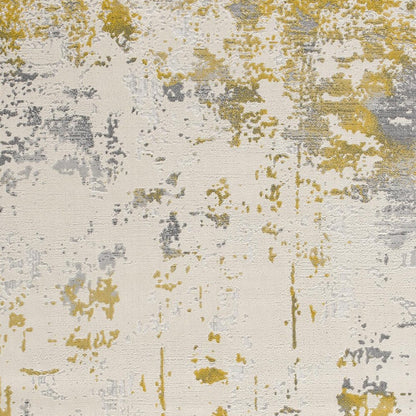 3' X 5' Gold And Gray Abstract Distressed Area Rug