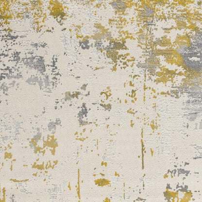 3' X 5' Gold And Gray Abstract Distressed Area Rug