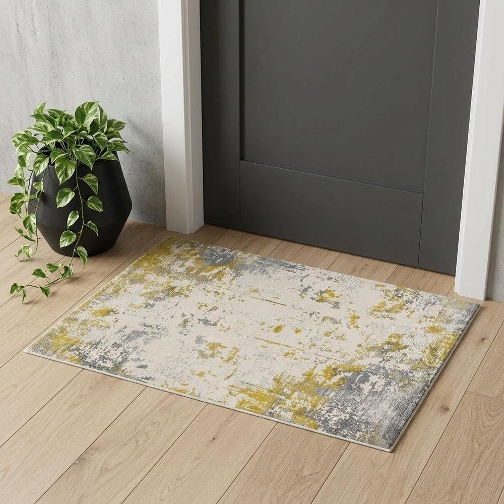 4' X 6' Gold Abstract Dhurrie Area Rug