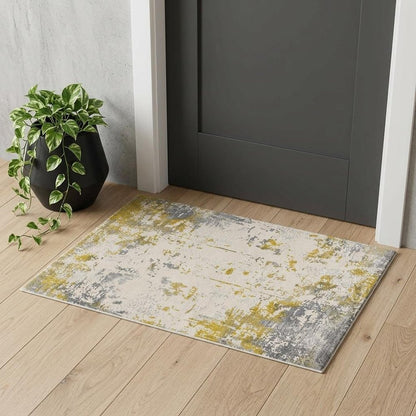 4' X 6' Gold Abstract Dhurrie Area Rug