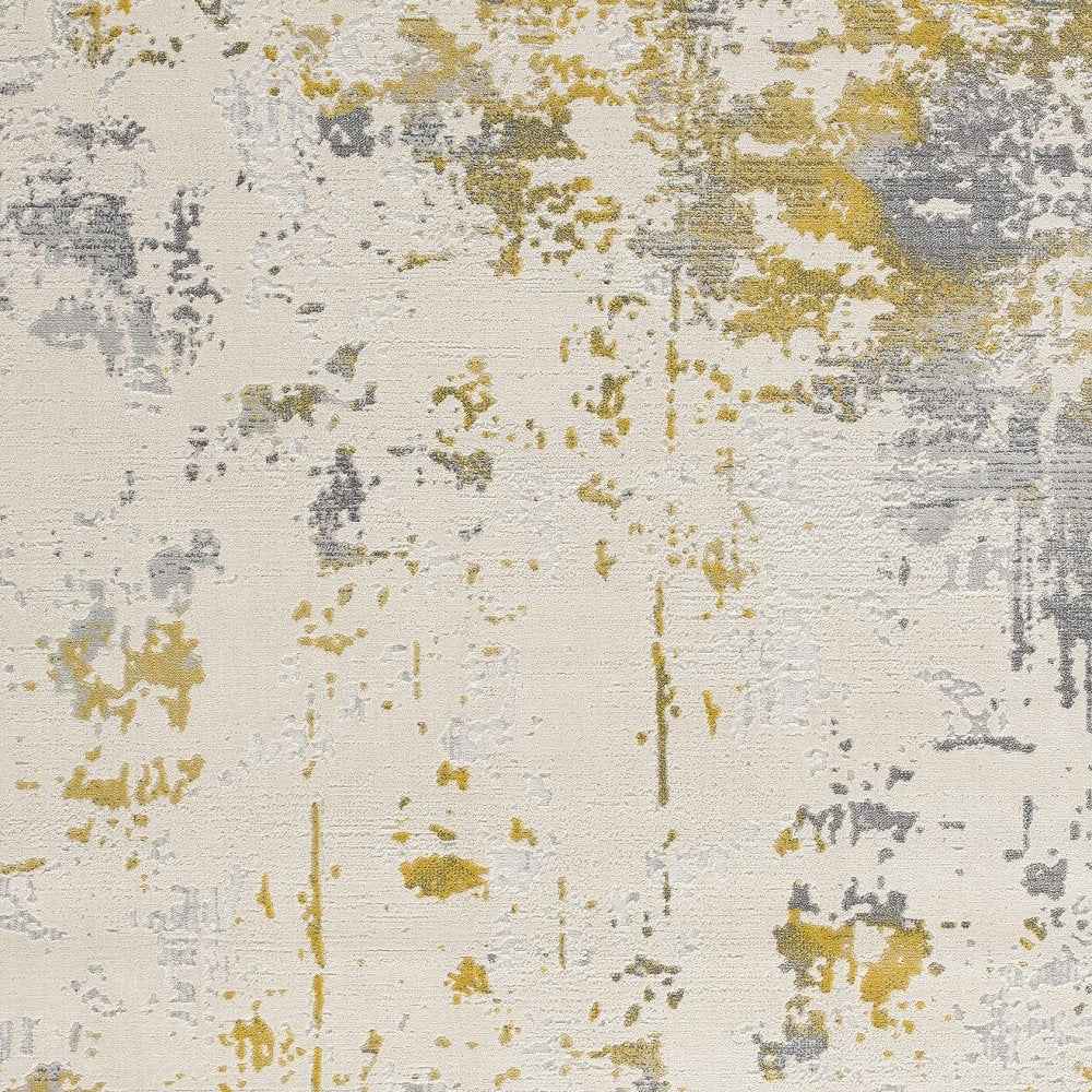 3' X 5' Gold And Gray Abstract Distressed Area Rug