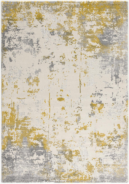 8' X 10' Gold Abstract Dhurrie Area Rug