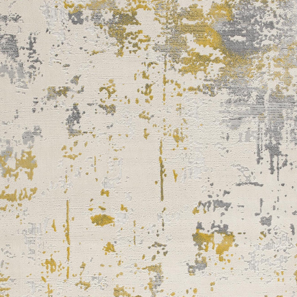 8' X 10' Gold Abstract Dhurrie Area Rug