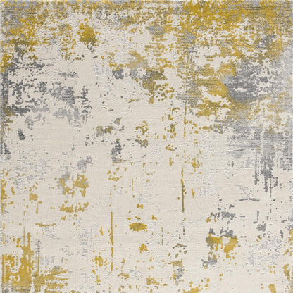 8' X 10' Gold Abstract Dhurrie Area Rug