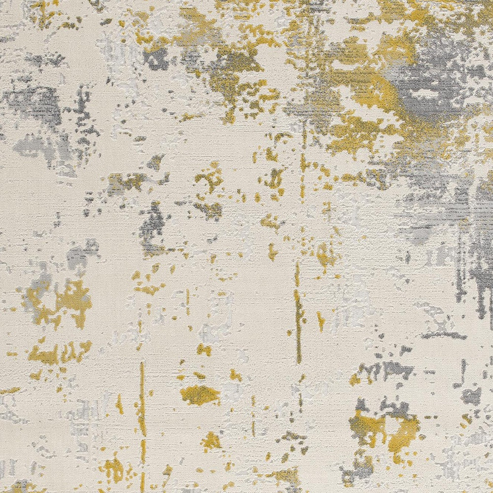 8' X 10' Gold Abstract Dhurrie Area Rug