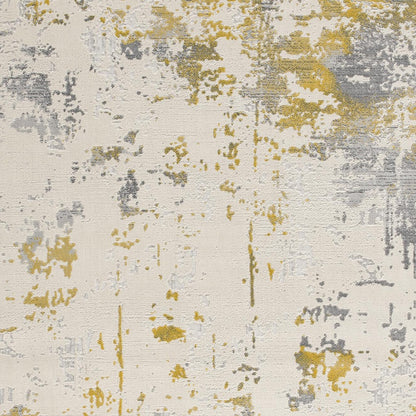 8' X 10' Gold Abstract Dhurrie Area Rug