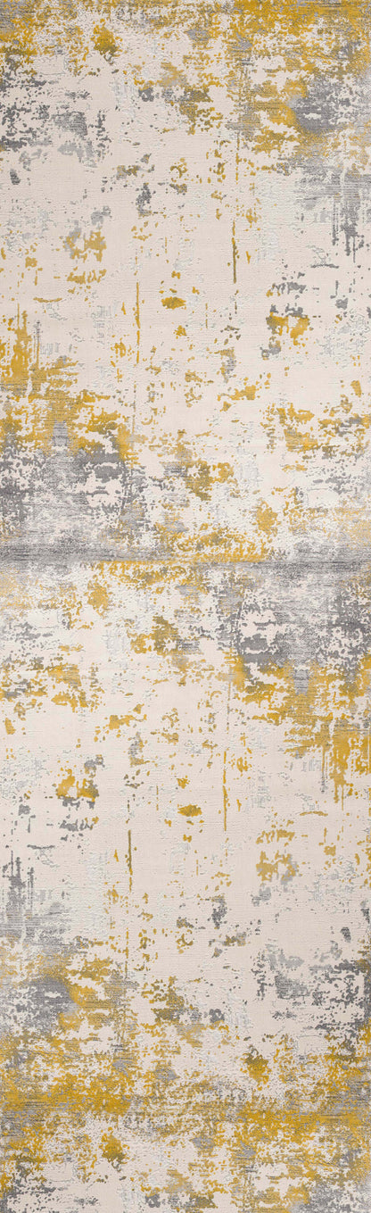 8' X 10' Gold Abstract Dhurrie Area Rug