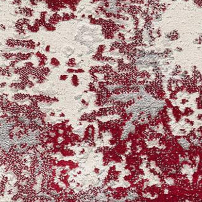 3' X 5' Red Abstract Dhurrie Area Rug