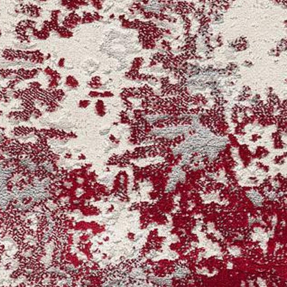 3' X 5' Red Abstract Dhurrie Area Rug