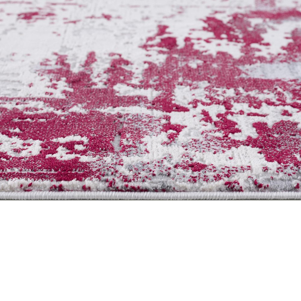 8' X 10' Red And Gray Abstract Shag Area Rug