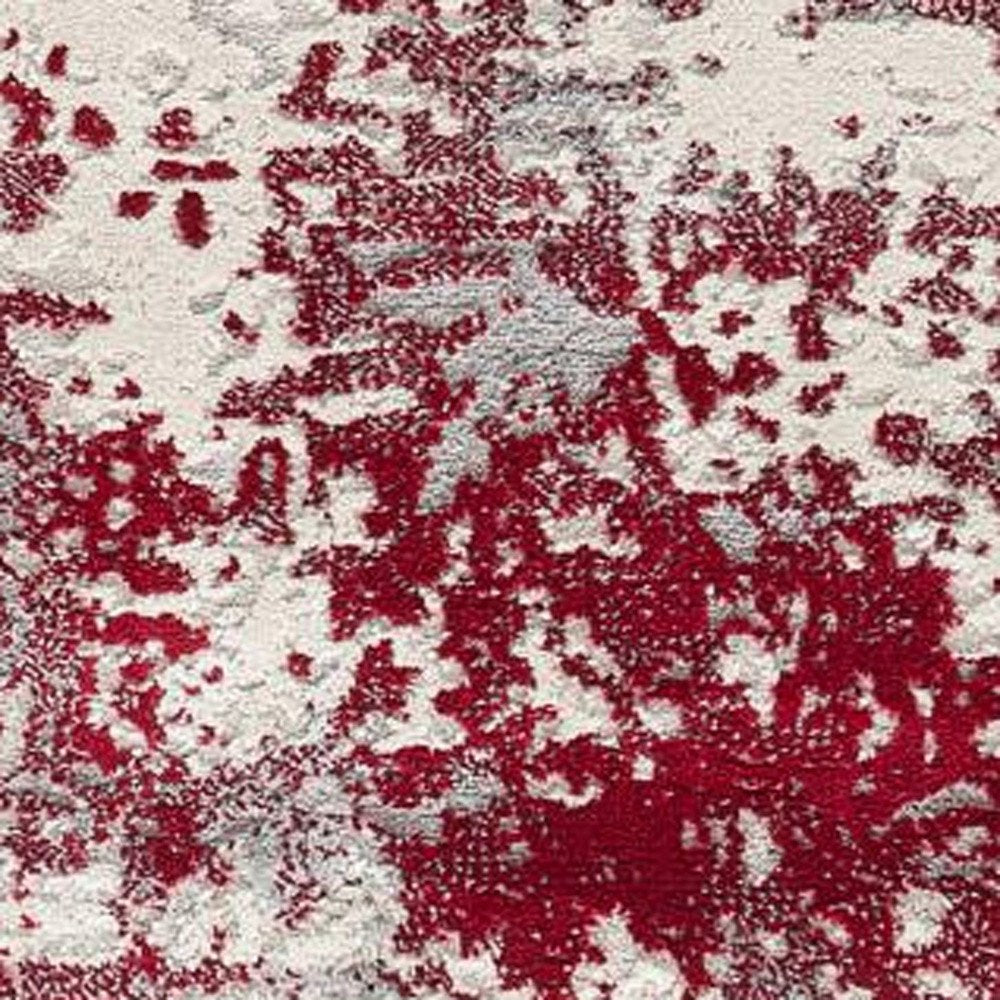 3' X 5' Red Abstract Dhurrie Area Rug