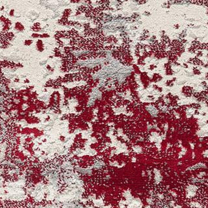 3' X 5' Red Abstract Dhurrie Area Rug
