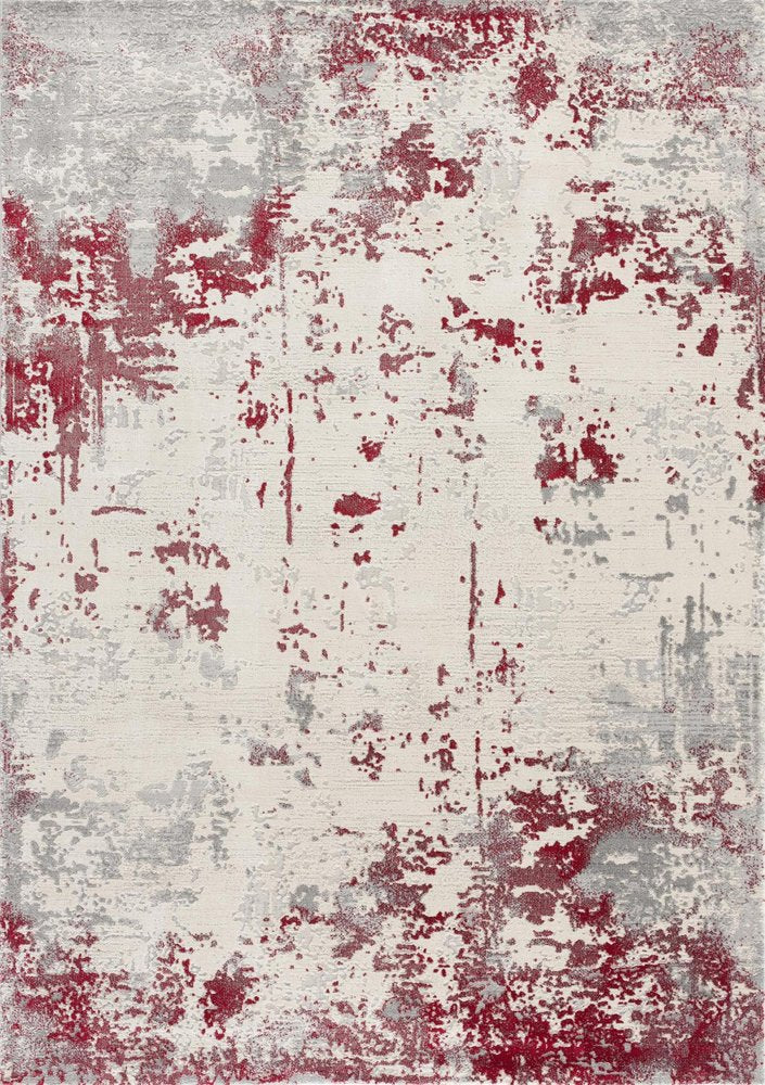8' X 10' Red And Gray Abstract Shag Area Rug