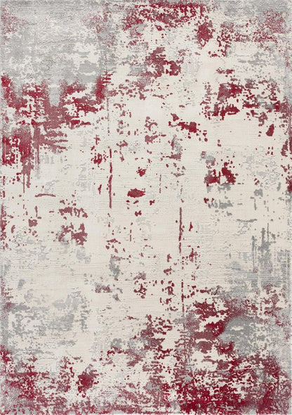 8' X 10' Red And Gray Abstract Shag Area Rug
