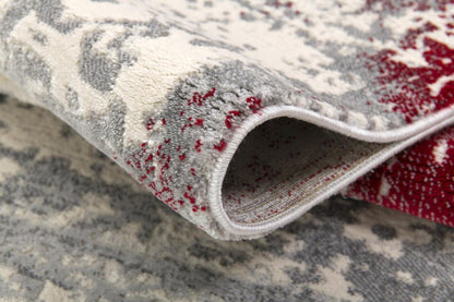 8' X 10' Red And Gray Abstract Shag Area Rug