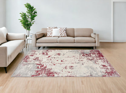 3' X 5' Red Abstract Dhurrie Area Rug