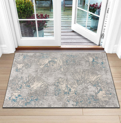 3' X 5' Blue Abstract Dhurrie Area Rug