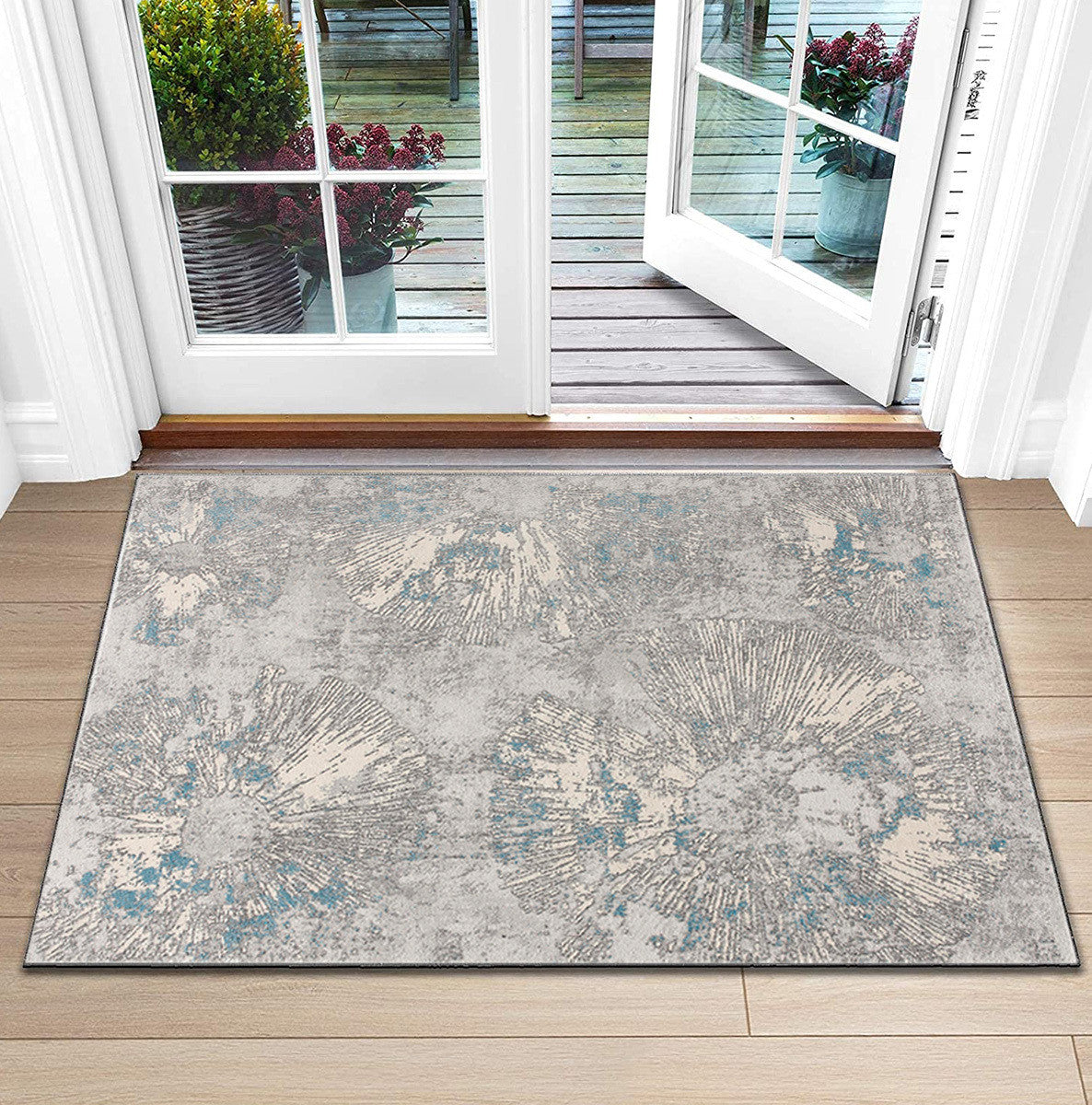 3' X 5' Blue Abstract Dhurrie Area Rug