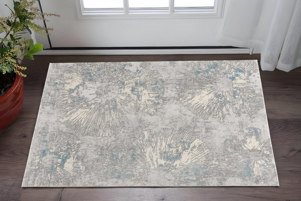 8' X 10' Blue Abstract Dhurrie Area Rug