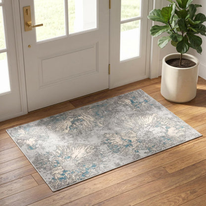 8' X 10' Blue Abstract Dhurrie Area Rug