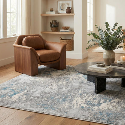 8' X 10' Blue Abstract Dhurrie Area Rug
