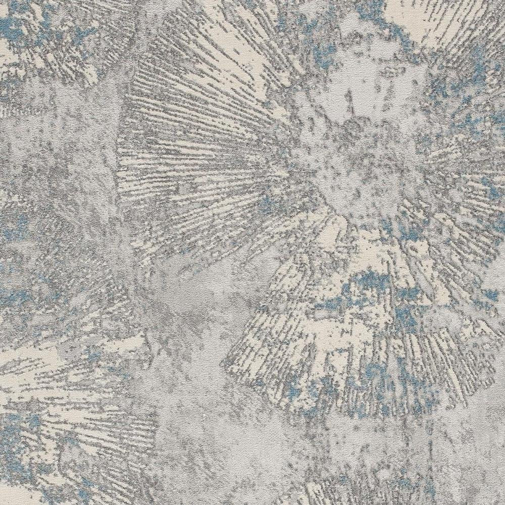 7' X 10' Blue Abstract Circular Motifs Area Rug