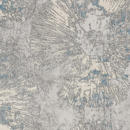 7' X 10' Blue Abstract Circular Motifs Area Rug