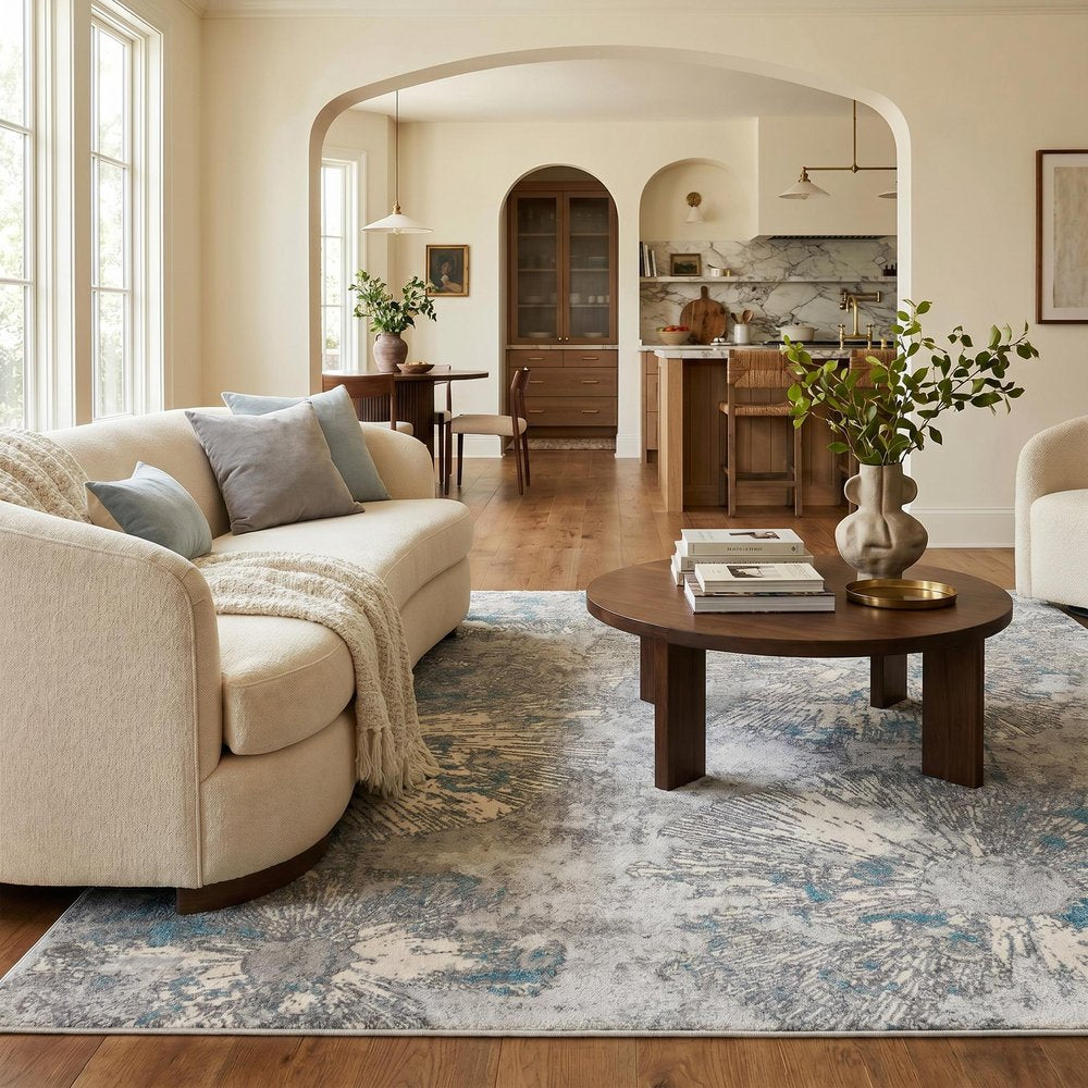 8' X 10' Blue Abstract Dhurrie Area Rug