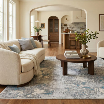 8' X 10' Blue Abstract Dhurrie Area Rug