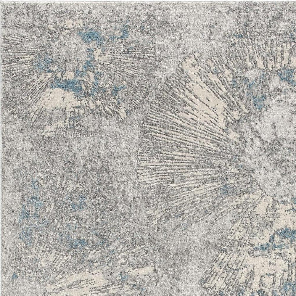 7' X 10' Blue Abstract Circular Motifs Area Rug