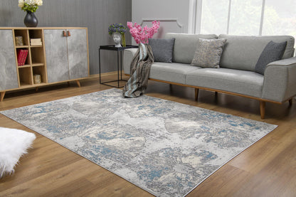 3' X 5' Blue Abstract Dhurrie Area Rug